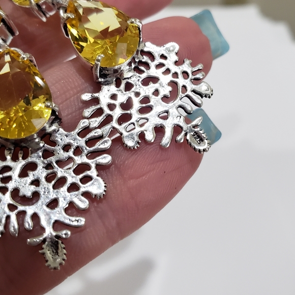 Beautiful Handmade Citrine Gemstone 925 Drop Dangle Earrings - Picture 10 of 11